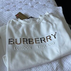 Cream Sweatshirt with Metallic Logo
